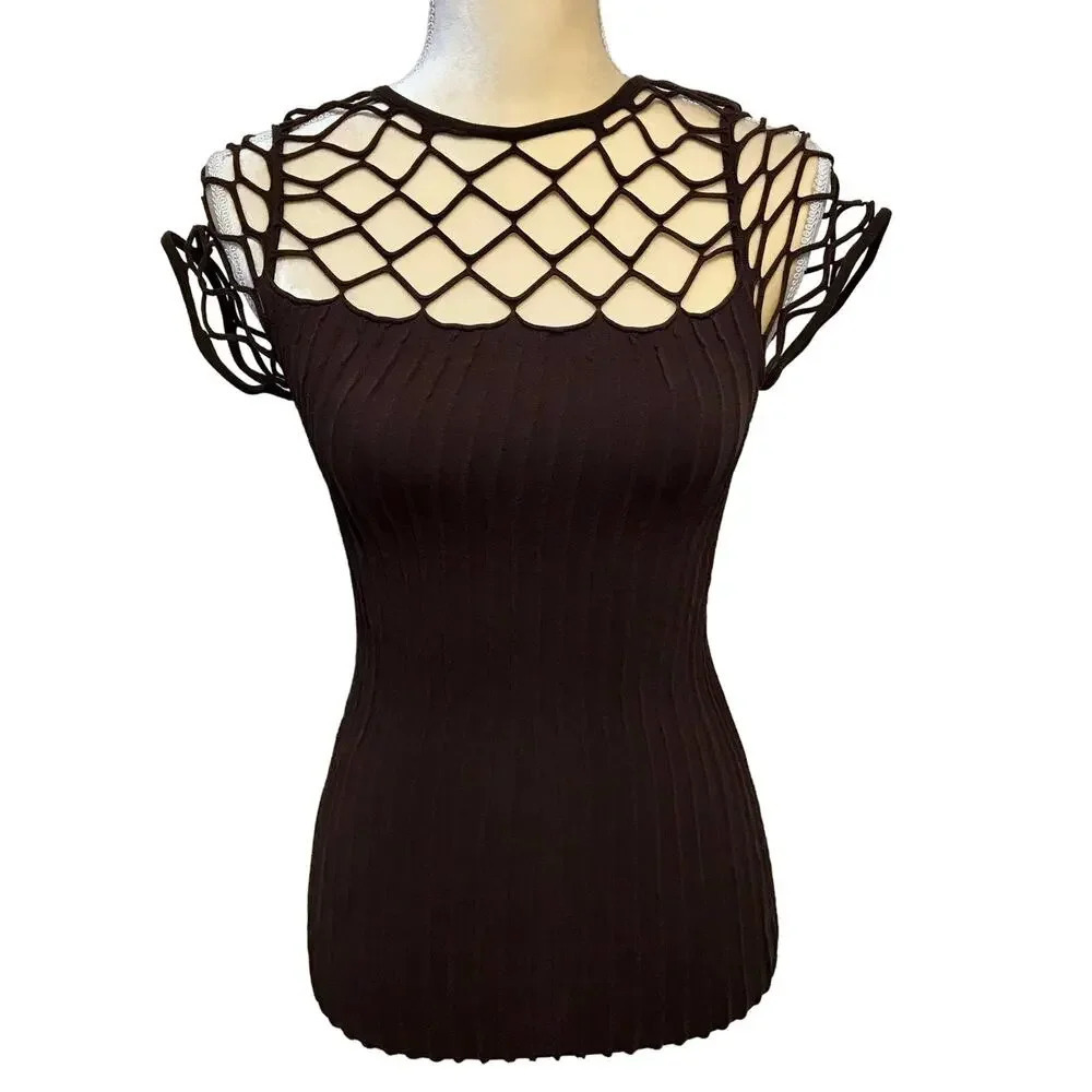 Soho Lady NWT Brown Cut Out Blouse Women OS (S-L)